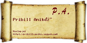 Pribill Anikó névjegykártya